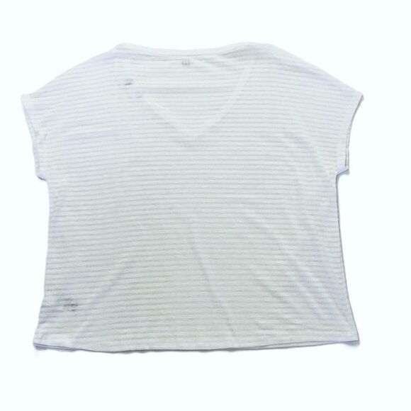 Gap Striped Semi Sheer Lightweight T-shirt Sz L Sleeveless V-Neck Cotton Blend - Picture 14 of 14